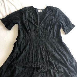 ASOS curve black Broderie tea dress size 16